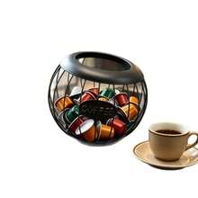 1 chiếc giỏ đựng viên nén cà phê khung dây đen, giá đựng viên nén cà phê dung tích lớn có nhãn "COFFEE", kệ sắp xếp viên nén cà phê trên mặt bàn, trang trí quầy cà phê tại nhà và bếp - Nhiều màu - Xem 2