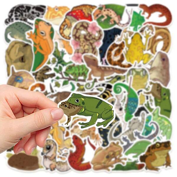 50PCS Reptile Graffiti Stickers Lizard Stickers Snake Stickers Reptile Party Decorations Cute Animal Stickers Decorative Stickers For Water Bottle, Guitar, Luggage, Phone, Case, Laptop, Skateboard, Gift