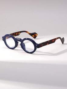 Visivana 1 par de gafas unisex de montura redonda pequeña con remaches y montura gruesa, estilo retro de moda casual para la calle - Multicolor - Ver 6