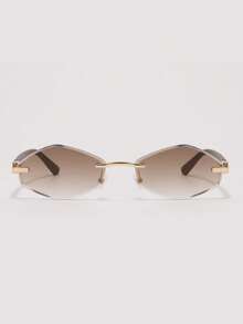 Visivana 1 paire de lunettes de mode femme à verres géométriques sans monture avec bords personnalisés, style de rue glamour. Convient pour le défilé, la fête, le cadeau - Multicolore - Voir 1