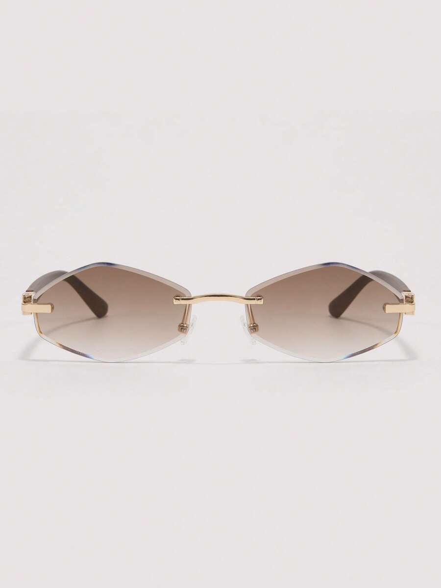 Visivana 1 paire de lunettes de mode femme à verres géométriques sans monture avec bords personnalisés, style de rue glamour. Convient pour le défilé, la fête, le cadeau - Multicolore - Voir 1