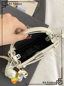 1pc 2026 New Fashion Women Handbag, Minimalist Shoulder Bag, Small Square Crossbody Bag - White - View 5