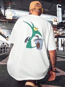 Graphic T-Shirt Hades Hercules Drink, Crew Neck, Printed On Both Sides, Casual, Men's Fashion, 220 G/M² Cotton (1 Piece)Tee - 白色 - 查看 3