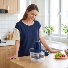 Automatic Electric Fruit And Vegetable Peeler For Home Use. Compact And Sturdy Design, Durable Plastic Material, Perfect For Home Cooks. - Blue - View 3