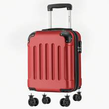 YONSLY 16 Inch Suitcase With Detachable Wheels 360° Combination Lock Double Zipper Soft Rubber Handle Trolley Travel Suitcase For Vacation - 紅色 - 查看 1