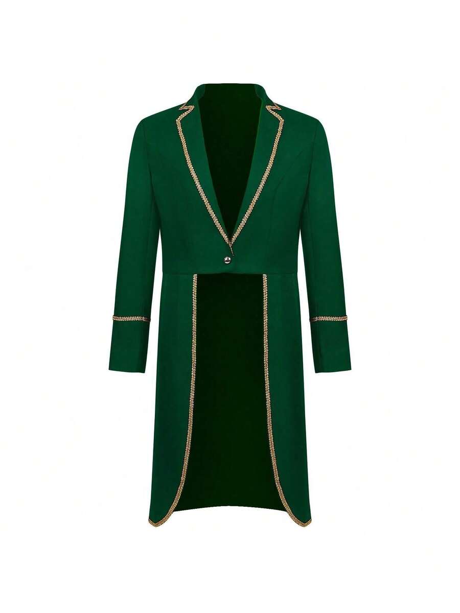 Cosplay Clothing - Vintage Gold-trimmed Swallowtail Coat In Green - View 1