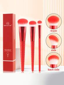 ronshadow Bộ 3 cọ trang điểm cán vân da cá sấu thiết kế góc nghiêng - Cọ đánh nền + Cọ má hồng + Cọ chi tiết phấn mắt, sợi kép siêu mềm dễ tán, kèm hộp quà sang trọng, cọ mỹ phẩm cầm tay tiện lợi - Nhiều màu - Xem 1