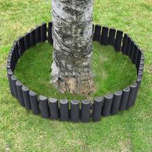 Imitierte Holzpfähle aus Kunststoff Rasenkante, Gartenzaun, Blumenbeet Begrenzung, Rasenkante, Gartenpalisade, dekorative Gartenbegrenzung, Palisadenzaun - 2,8M/5,6M/8,4M/11,2M/14M/16,8M/19,6M/22,4M/25,2M (Braun/Anthrazit) - Anthrazit 60 Stück = 16,8 m - Übersicht 2