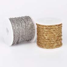 33 Feet 18K Gold PVD Plated Singapore Chains Roll, 1.7mm Width 304 Stainless Steel Gold Twisted Link Chain Bulk Spool Jewelry Making - 1.7MM Stainless Steel - View 9