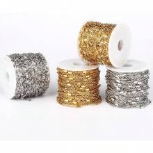 33FT 18K Gold PVD Plated Chains Roll 2mm Stainless Steel Sparkly Lip Link Chains Spool Bulk Jewelry Making Crafts - Stainless Steel2mm - View 8