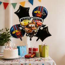 MINISO Cars 5-Piece Balloon Set, Lightning McQueen And Friends Cartoon IP Star And Round Balloons For Birthday Party, Home, Holiday, Festival Celebration, Photo Background, Fun Whimsical Design, Colorful Durable Material, Easy Setup, Perfect For Family Gatherings And Special Occasions - View 4