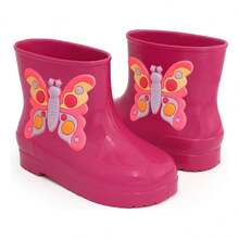 Girls' Mid-Calf Butterfly Rain Boots - Hot Pink - View 4