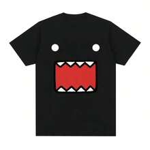 Domo Kun 100%Cotton Men's Shirt Y2k Doll Face Graphics Casual Oversized Women's O-Neck Oversized - Shape - View 1