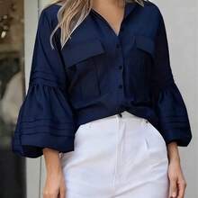 Fashion Women's Clothing Camisa de oficina casual y elegante para mujer - Nueva colección de primavera/otoño, adecuada para el trabajo en color negro - Negro01 - Ver 4