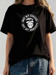 Camiseta TrendyNot-My-Circus-Not-My-Monkeys- para uso diario - Negro - Ver 3