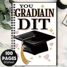 100-Page Graduation Season Exclusive Spiral Notebook, Cover Printed With "YOU GRADUATE" And Graduation Cap Design, Full Of Ceremonial Atmosphere. Suitable For Work Records, Study Notes, Diary Writing, And Also A Thoughtful Gift Choice For Graduation, Birthday, Daily Planning Memo Assistant. - H - View 1