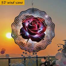 1件 3D「宇宙中的夢幻玫瑰」25.5cm/10in*25.5cm/10in 附旋轉掛鉤，360° DIY創意風轉輪，耐用金屬，節日動態藝術掛飾（不含吊墜），隨機款式 - A - 查看 8