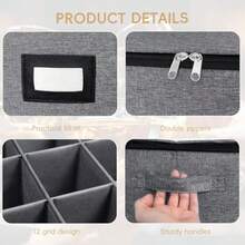 Homyfort - copas vino con divisores recipientes vidrio con carcasa dura servicio para 24 copas de vino o copa - Gris - Ver 6