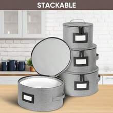 BALEINE Contenedores de almacenamiento de porcelana almacenamiento resistente acolchado para copas de vino organizador de platos con asas de transporte cajas de mudanza para platos s s y - Gris - Ver 8