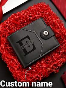 1 buah Dompet Unisex Kustom, Dompet Bisnis dengan Inisial Nama yang Dipersonalisasi, dengan Penutup Jepit, Banyak Slot Kartu, Tempat Kartu Kredit, Dompet Koin, Warna Hitam, Cokelat Tua, Cokelat Muda (Opsional) - MultiWarna - View 4