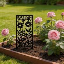 1pc [2D Flat] Decorative Garden Panel With Rustic Metal Flower, Garden Decor Ground Stake - One Size Fits All - View 1