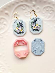 Framework With Foliage Cutting Mold Earring Making Tool, DIY Handmade Jewelry Miniature Cutter, Ceramic Mold, Minimalist Embossing Tool, High Precision Polymer Clay Or Modeling Clay Mold - Frame - View 2