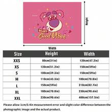 Disney Pixar Toy Story Tapestry With Lotso The Bear Face Illustration, "Beary Good Vibes" Quote, Strawberry & Star Accents Print No-Hole Backdrop, Perfect For Parties, Camping, Home Decor, Scene Setup And Gathering Displays - 0 - View 5