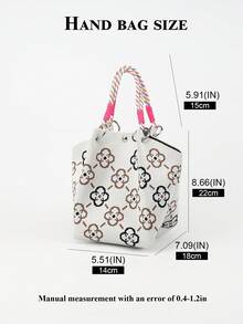 Cute Cartoon Multi-Color Knot Decor Large Capacity Bucket Bag, Handheld Tote, Elegant Multifunctional Travel Handbag - Beige - View 3