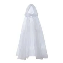 1件男女通用130cm/160cm/190cm純色黑色網紗連帽披風斗篷，三層網紗披風配雙層網紗帽，成人巫女新娘婚紗伴娘網紗禮服，適合夜店酒吧裝扮、婚禮節慶服裝道具、萬聖節表演，多色可選（紅、白、黑） - 彩色 - 查看 7