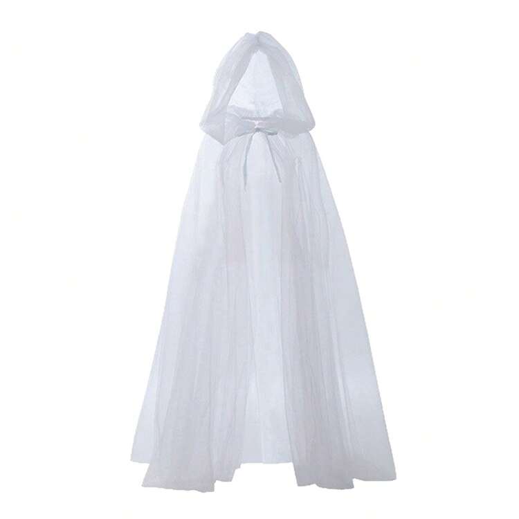 1 chiếc áo choàng lưới trơn đen có mũ cho nam và nữ, dài 130cm/160cm/190cm, áo choàng lưới 3 lớp, mũ lưới 2 lớp, trang phục hóa trang người lớn phù hợp cho phù thủy, cô dâu, váy cưới, phù dâu, đi hộp đêm, bar, lễ hội đám cưới, đạo cụ hóa trang Halloween, biểu diễn, nhiều màu tùy chọn đỏ, trắng, đen - Nhiều màu - Xem 7