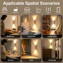 1/2/4pcs Dimmable Magnetic LED Night Light, Infrared Sensor + USB Rechargeable Wall Lamp, Smart LED Sensor Wall Light, 3-Color Dimmable, Wireless LED Wall Lamp Suitable For Stairs, Bedroom, Hallway, Kitchen, Cabinet, Yard, Room Decor, Bedroom Decor, Home Decor, Christmas, Halloween Decoration - Multicolor - View 8