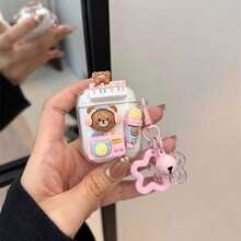 Cute Cartoon Music Ice Cream Bear Style Earphone Protective Case, Compatible With Apple Earphones Anti-Fall Protective Case, Applicable To Bluetooth Apple Earphone Case Anti-Scratch Anti-Fall Protective Case, Cute Earphone Case, Ideal Gift For Friends And Birthday - Musical Bear [Transparent] + Pendant - View 13