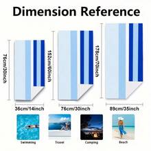 1pc A Rectangular Beach Towel Featuring Horizontal Blue And White Stripes, Designed To Be Soft And Absorbent For Beach Use, Sand-Resistant, Quick-Drying, And Ideal For Relaxing By The Ocean - A - Xem 6