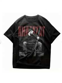 Hamzat.Chimajew MMA Boxermuster T Hemd - 90Vintage-Design,Schwarzes Rundhals-Shirt,Mit rot-weißen Mustern,Für jeden geeignet,Geeignet für den täglichen Gebrauch das ganze Jahr über.,Kampfhemd,Kampfsportbekleidung. - Schwarz - Übersicht 1