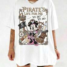 Disney Loose Oversize Personalized All Characters Pirate's Life For Me Shirt, Mickey & Friends Caribbean Cruise Tee  -- Disneys Disneyland Paris The Magic Kingdom Disney Esque The House Of Mouse Mickey Mouse Empire Modest Summer Outfi2ts Take That T Shirt Summer Coord Tops For Women Summer Summer Clothes Women Summer Clothes Summer Tops Summer Tops Women Summer Co Ord Summer Top Summer Outfits White Top Black Top Holiday Outfits For Women  Tops For Women Summer Holiday Gifts Valentine's Day Gifts Earth Day Gifts Oktoberfest Gifts Summer Bank Holiday Gifts - White - View 1