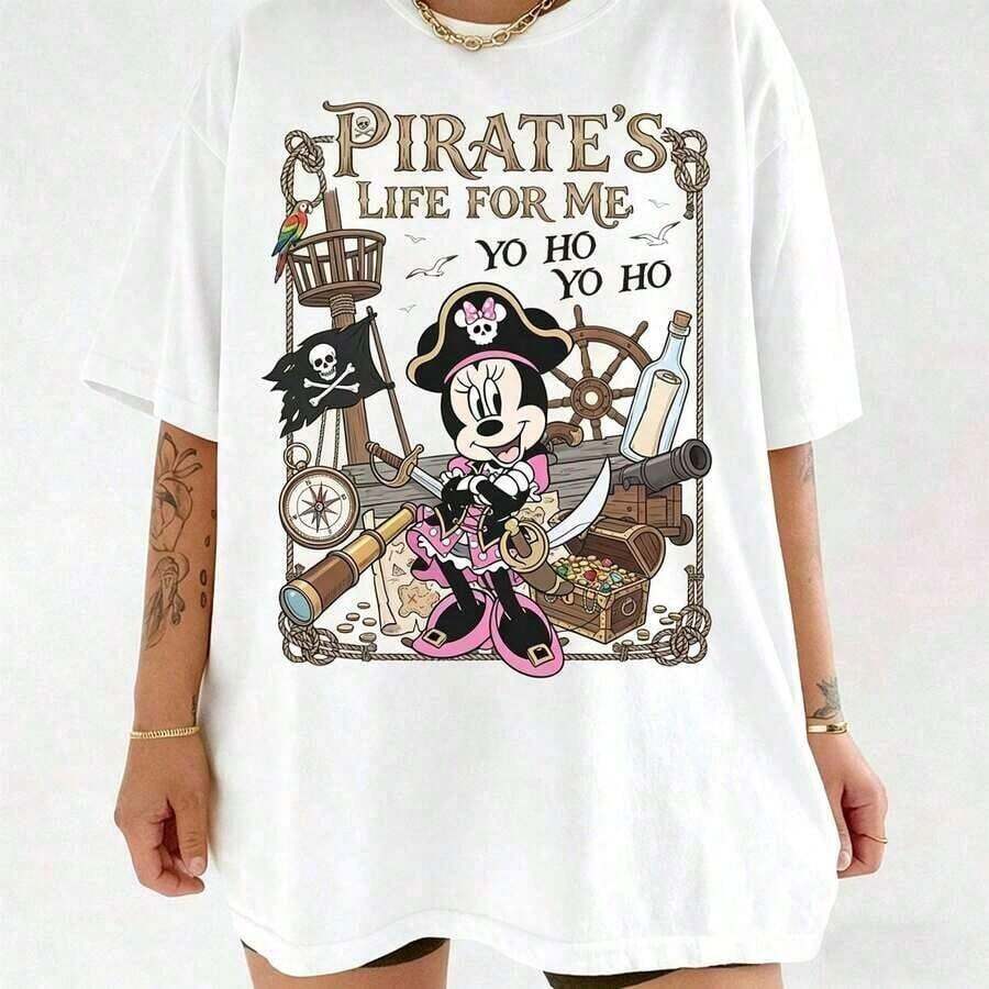 Disney Loose Oversize Personalized All Characters Pirate's Life For Me Shirt, Mickey & Friends Caribbean Cruise Tee -- Disneys Disneyland Paris The Magic Kingdom Disney Esque The House Of Mouse Mickey Mouse Empire Modest Summer Outfi2ts Take That T Shirt Summer Coord Tops For Women Summer Summer Clothes Women Summer Clothes Summer Tops Summer Tops Women Summer Co Ord Summer Top Summer Outfits White Top Black Top Holiday Outfits For Women Tops For Women Summer Holiday Gifts Valentine's Day Gifts Earth Day Gifts Oktoberfest Gifts Summer Bank Holiday Gifts - White - View 1