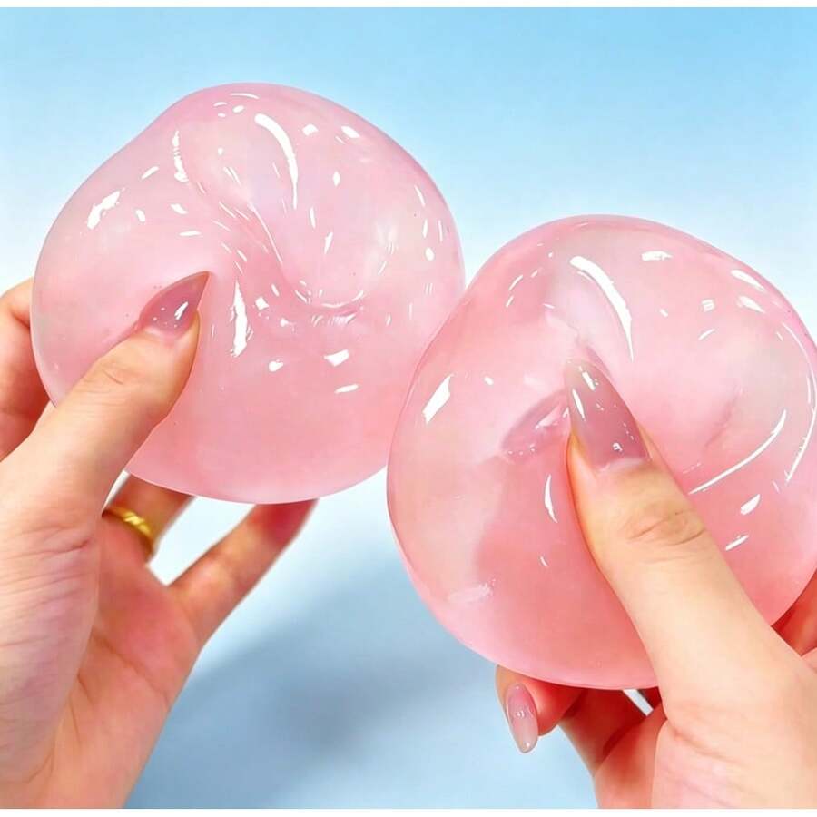 Pink Handcrafted Coconut Oil Squishy Balls, Squeaky Interactive Squeeze Stress Balls, Bendable Shapable Dual Rebound Vent Toy, Ultra Soft Comfort Touch Hand Sensory Toy, Compact Easy Carry Leisure Toy, Great For Anxiety Relief, Focus Improvement & Emotional Release, All-Age Tactile Play Toy For Daily Entertainment - 原色 - 查看 1