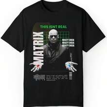 Matrix Reality Check Cyberpunk Graphic T Shirt - Black - View 1