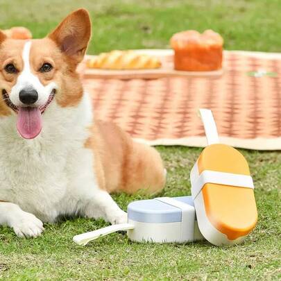 2-In-1 Portable Pet Water Bottle And Food Dispenser - Made Of Silicone, Leak-Proof Dog Travel Cup, Suitable For Outdoor Adventure And Camping
