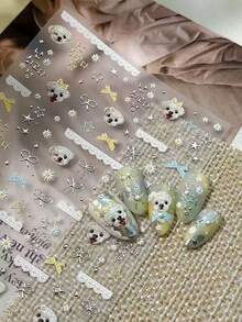 1件 5D 浮雕可愛小狗卡通美甲貼紙，美甲貼花，美甲裝飾，DIY美甲用品，美甲配件，美甲貼紙 - 彩色 - 查看 6