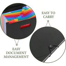 1pc Accordion File Folder, 25 Expandable Pockets Document Organizer, Portable File Bag With Blank Labels, Suitable For Home Office School Supplies - Rainbow Flap Accordion Bag - View 4