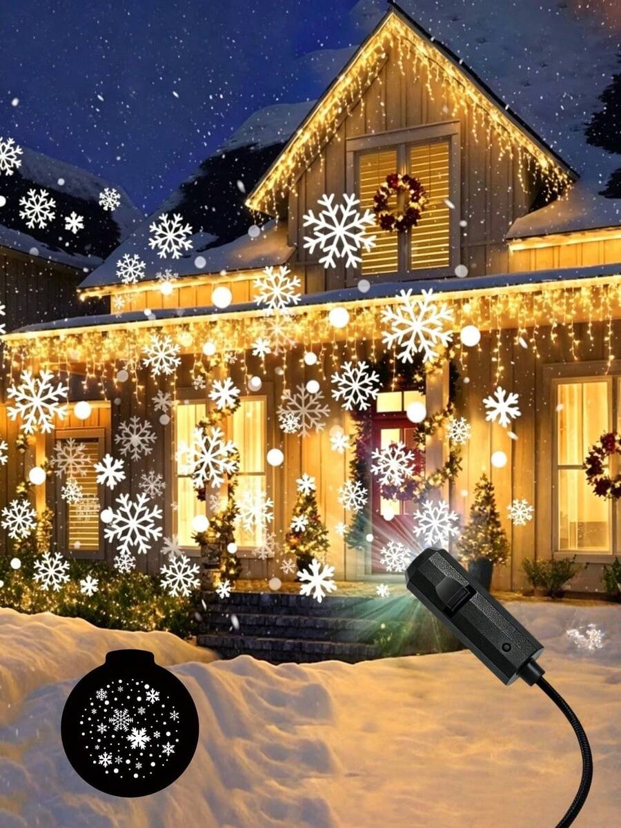 LED Realistic Romantic Snowflake Projector Light - Suitable For Living Room, Bedroom, Party And Seasonal Home Decor Holiday Atmosphere Projector