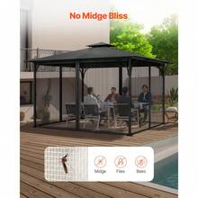 Gazebo Netting Replacement, Fit Most 10 X 13 X 6.8 FT Gazebo Curtain, Outdoor Garden Net, 4-Panel Sidewall Mesh Net, Patio Midge Netting With Double Zipper, Canopy Screen (Netting Only) - 10 X 13 X 6.8 FT - View 5