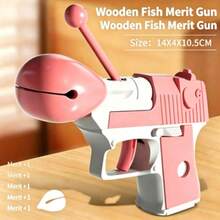 Novelty Rock Paper Scissors Game Toy Gun, Random Gesture Prank Toy For Party & Gatherings - Merit Wooden Fish Gun (Pink) - View 1