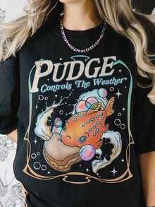 Women's Plus Size  Licensed Lilo And Stitch Pudge Controls The Weather Tee Digital Download, Pudge Fish T-Shirt, Family Matching Shirt, Magic Kingdom Trip Tee - Soft Breathable Casual Top, Elegant Clothing,  Shirt, Beach Party Clothing, Everyday Comfort Wear, Fun Print Shirt, Playful Design, Lightweight Top, Durable Clothing, Character Tshirt - Nhiều màu - Xem 1