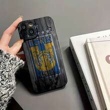 Fundas para teléfono con textura de madera de tigre azul y amarillo. Compatibles con , Apple, VIVO, OPPO, , Transsion, ,  y Honor. Fabricadas en silicona TPU, ofrecen protección contra golpes y caídas. - Negro - Ver 4