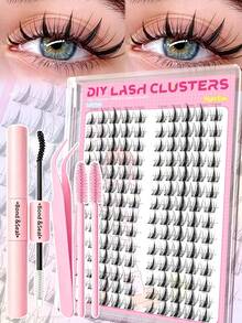 Eimny 320Pcs Manga Style Lash Clusters Kit, D-Curl Natural Look Eyelash Extension Kit, 0.05Mm Ultra-Thin Invisible Band, Fine Individual Lashes, Spiky Fairy Cluster Lashes,DIY Eyelash Extensions For Home Use - Multicolor - View 14