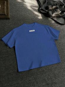 INFLATION Men's Short Sleeve T-Shirt With Cartoon Print, Casual And Versatile For Everyday Wear - 藍色 - 查看 2