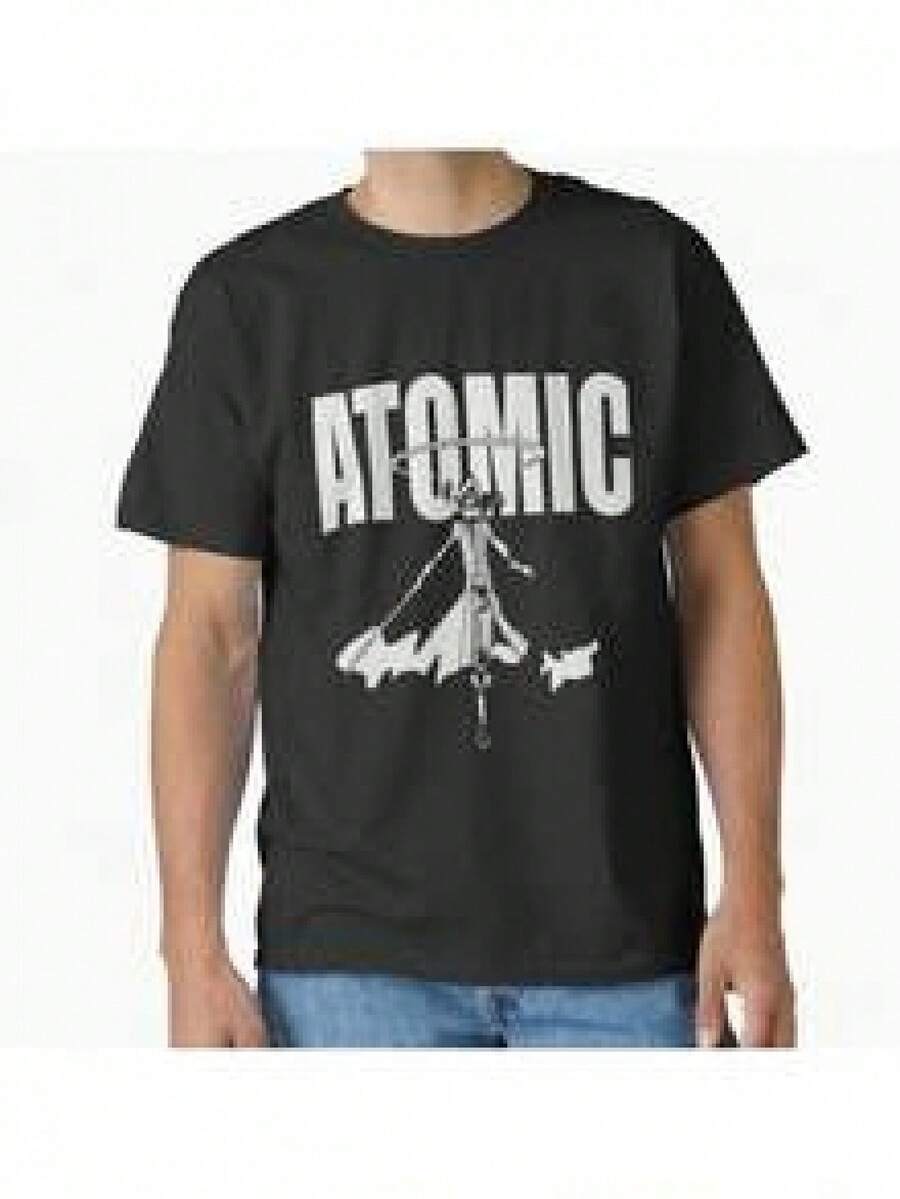 Camiseta de Mujer con Estampado Gráfico a - Camiseta de Anime  in Shadow - Estampadoónico, Camiseta Casual de Cuello Redondo Adecuada para Uso Durante Todo el Año y Eventos Temáticos - Ropa para Fanáticos del Anime (Lavable a Mano) Cómoda y Transpirable, Diseño con Patrón de Letras a, Ropa Versátil y Moderna para Hombre, Regalo Sorpresa para las Fiestas WNXD - Negro - Ver 1