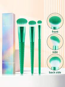 ronshadow Bộ 3 cọ trang điểm cán vân da cá sấu thiết kế góc nghiêng - Cọ đánh nền + Cọ má hồng + Cọ chi tiết phấn mắt, sợi kép siêu mềm dễ tán, kèm hộp quà sang trọng, cọ mỹ phẩm cầm tay tiện lợi - Nhiều màu - Xem 3